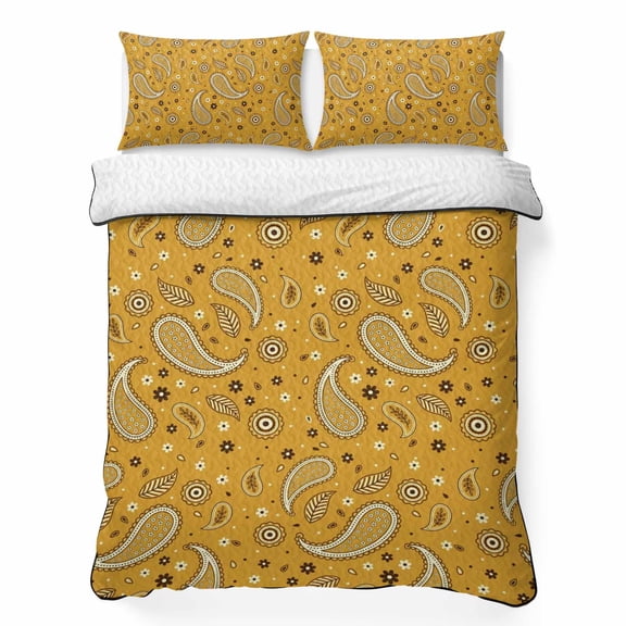 Quilts Twin XL Size Bedding Set, Yellow Classic Lightweight Quilted Comforter, Boho Vintage Western Rustic Soft Reversible Bedspread Coverlet with Pillow Covers for All Season, 68" x 98"