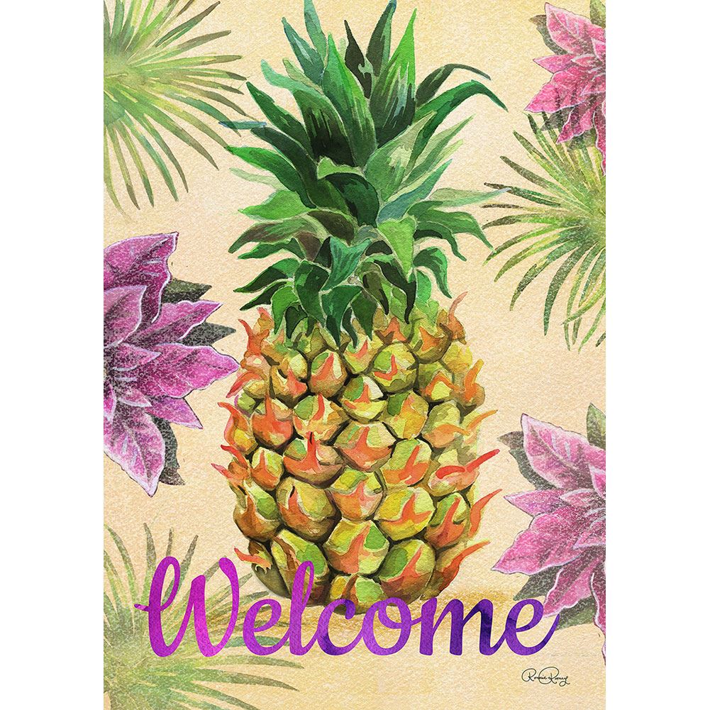 Toland House Flag Floral Pineapple