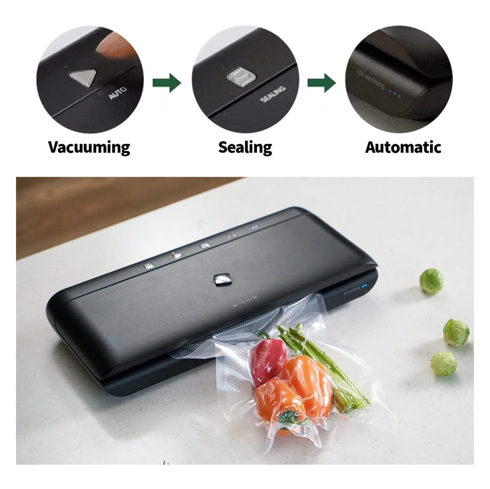 Cordless Vacuum Sealer Machine, Automatic Food Sealer for Kitchen, Portable Air Sealing System for Food Storage, Sous Vide, Wine, Containers - Includes 20 Bags