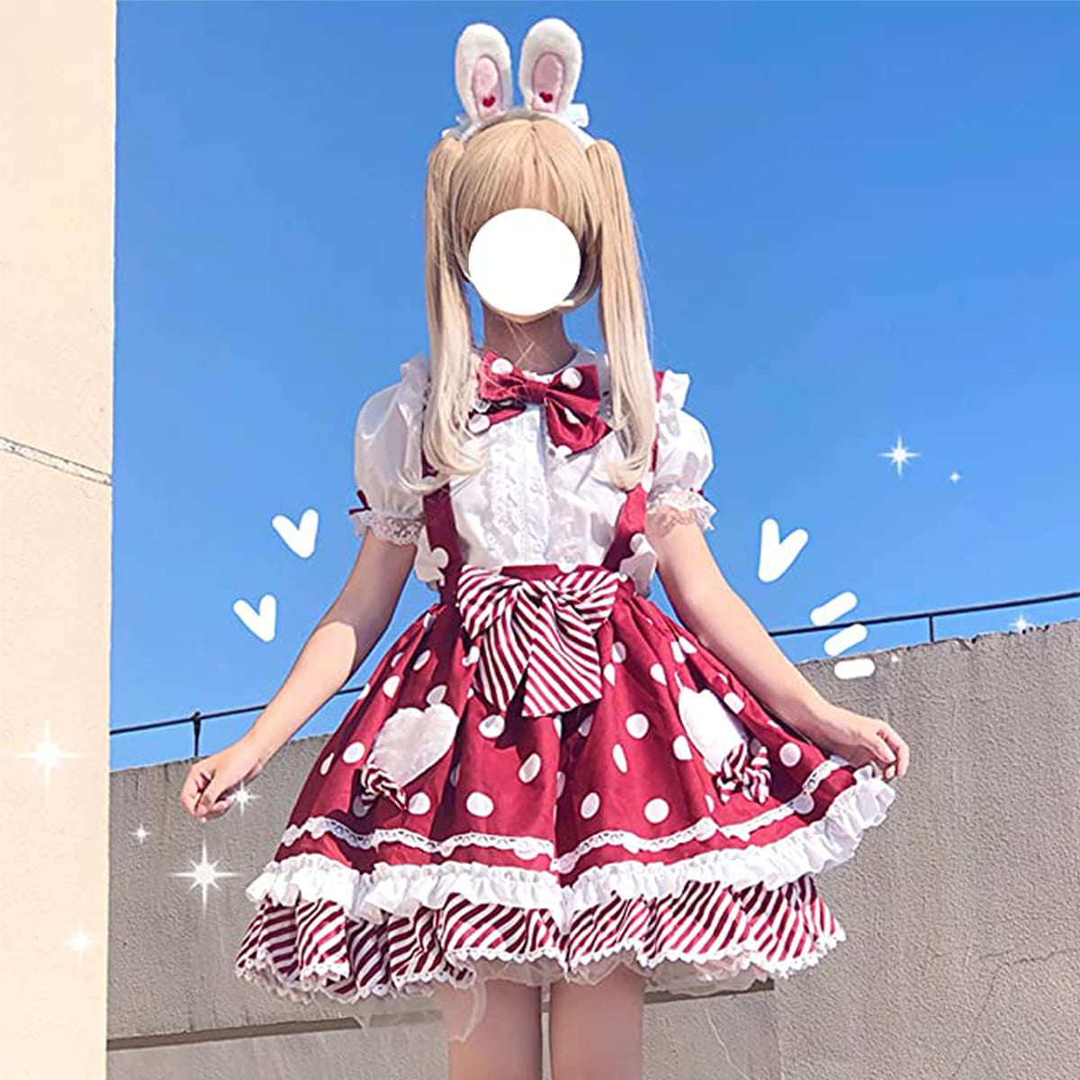 Sweet Lolita dress with removable heart. Matching with blouse, bloomers,  trimmed/ruffles skirt. Search 'Cream Heart' on devilinspired