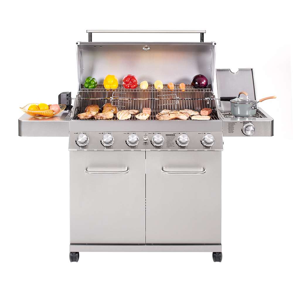 Monument Grills 77352 6-Burner Propane Gas Stainless Grill with LED Controls, Side Burner and Rotisserie Kit - image 2 of 11