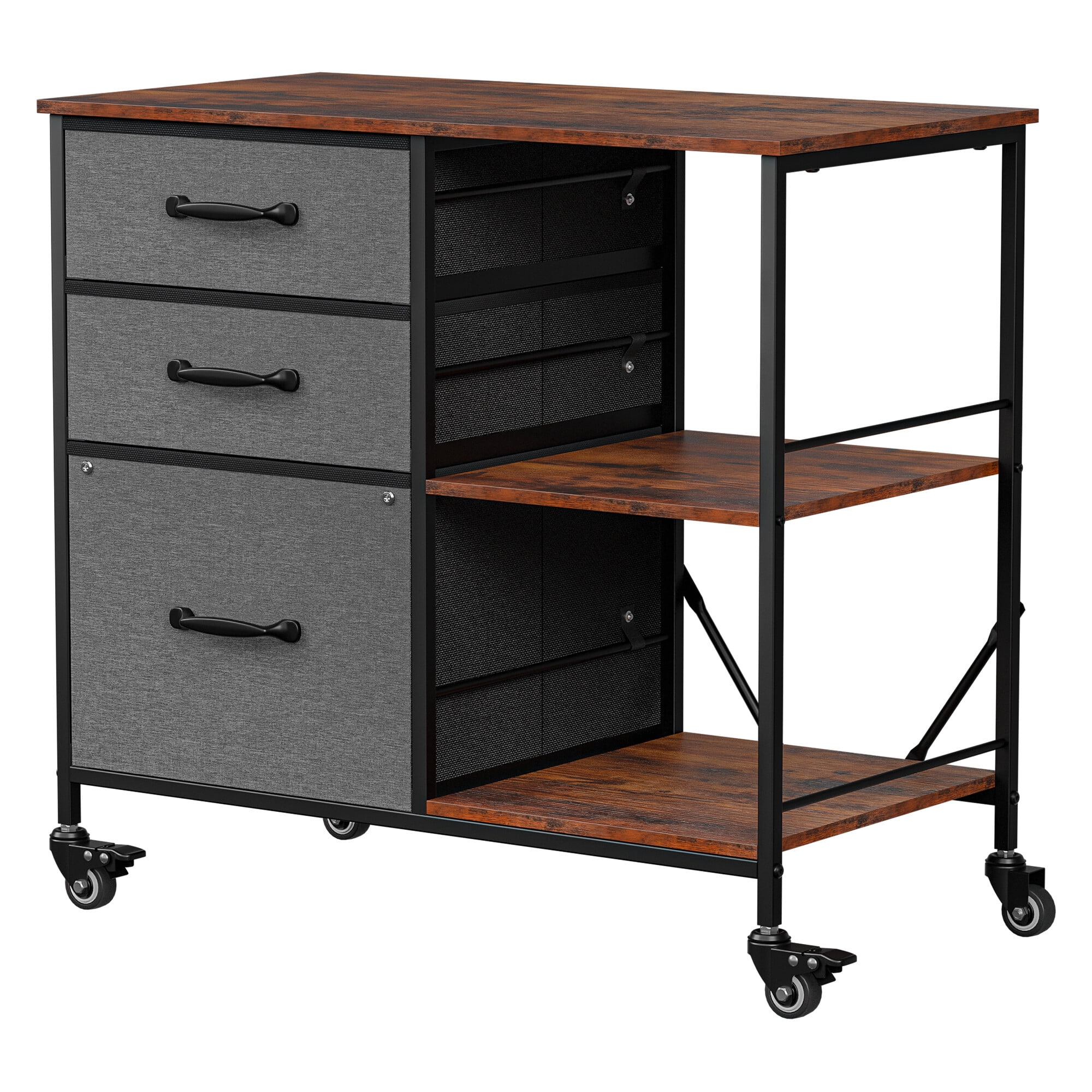 ZENSTYLE Storage Shelf 3 Drawer Rolling Stand Mobile File Cabinet for Home Office, Gray