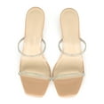 thumbnail image 4 of Women's Square Toe Iridescent Rhinestone Clear Double Strap Mule Heel 20616, 4 of 6
