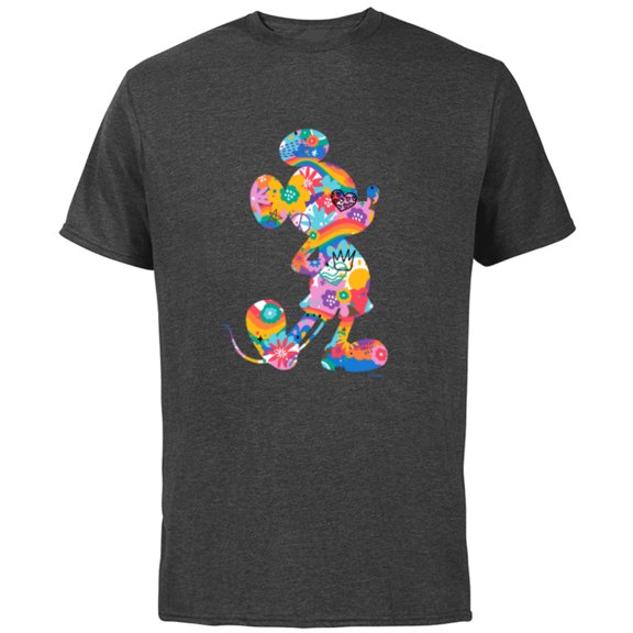 Disney Mickey Mouse Pride Pose Rainbow Icon Fill Doodles - Short Sleeve Cotton T-Shirt for Adults - Customized-Charcoal