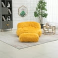 thumbnail image 4 of Faux Fur Bean Bag Chair with Ottoman, Oversized Lazy Sofa Chair, Comfy Upholstered Lounge sofa Chair w/Footrest for Living Room, Bedroom, Office, Yellow, 4 of 9