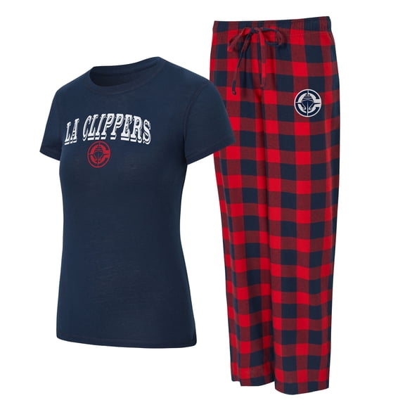 Women's Concepts Sport Navy/Red LA Clippers Avondale T-Shirt & Pants Flannel PJ Set