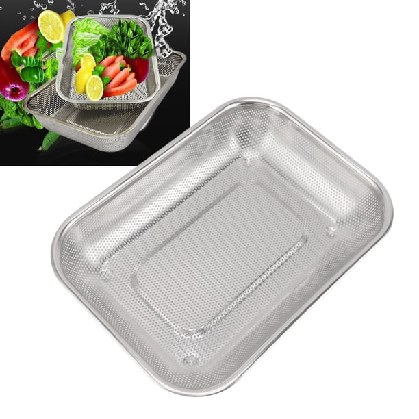 Colador De Acero Inoxidable, Cesta De Aceite De Malla Rectangular, Para Lavar Verduras, Frutas Y Arroz