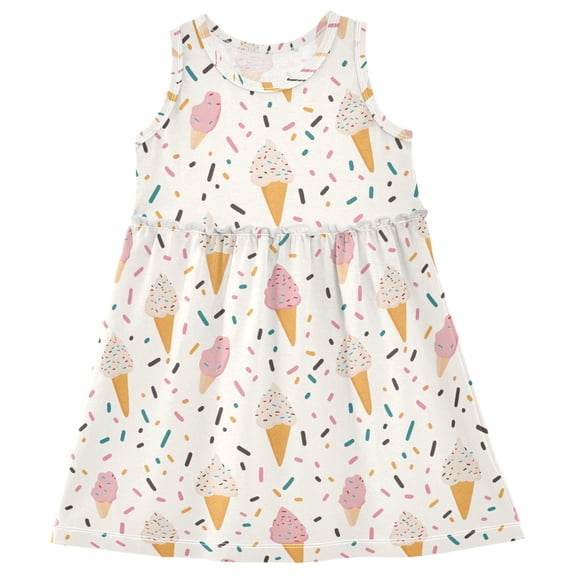 joogoo Girls Sleeveless Dress Cartoon Ice Cream Stylish Dresses 4T