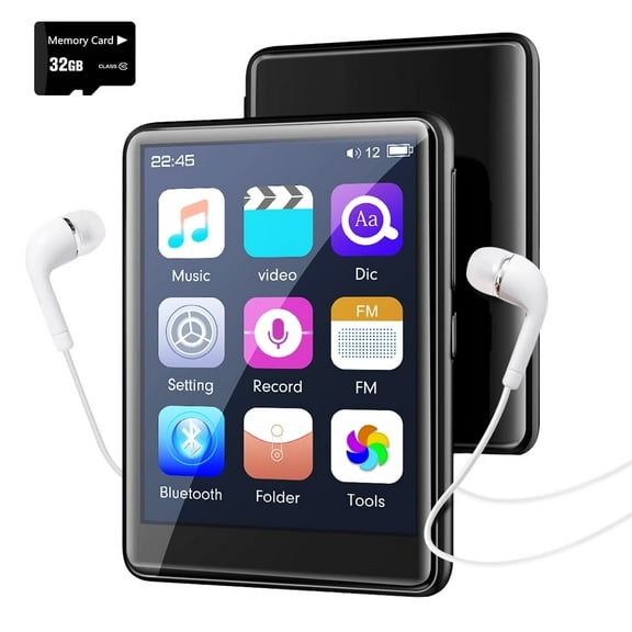 VTIN Portable MP3 Player with Bluetooth 5.3, Lossless 2.5" Full Touch Scree Music Player with Speaker, FM Radio, E-Book, Built-in 32G SD Card , Max 128GB Expand