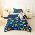 thumbnail image 2 of Metsweet Cartoon Dino Twin Comforter Sets 2pcs, Kawaii Rainbow Dinosaur Cactus Bedding Set, Blue Green Orange,Navy Blue Reversible,1 Comforter and 1 Pillowcase, 2 of 6