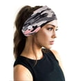 thumbnail image 3 of SPRING PARK 2PCS Flower Camouflage Sweatband Sports Buttons Headband Stretch Elastic Women Yoga Running Hair Band, 3 of 8