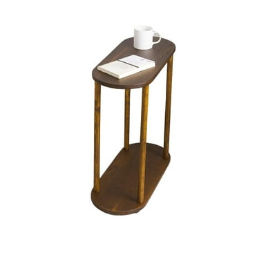 FURNIREM Wood End Tables, Skinny Side Table for Small Bedroom, Slim Bedside, Narrow Furniture for Living Room, Mini Nightstand for Small Spaces, Small Wooden Coffee Table (1, Dark Walnut, Large)