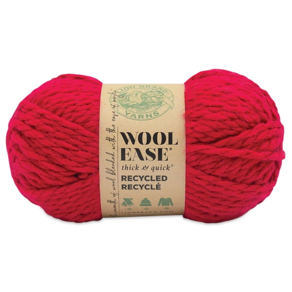 Lion Brand Yarn Wool Ease Thick & Quick Recycled Yarn, Red, 6 oz