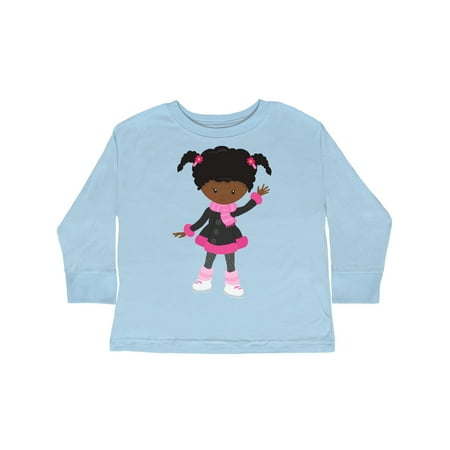 

Inktastic African American Girl Ice Skating Girl Cute Girl Gift Toddler Toddler Girl Long Sleeve T-Shirt