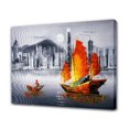 thumbnail image 1 of Póster en lienzo de Victoria Harbour, Hong Kong, decoración de dormitorio, paisaje deportivo, decoración de oficina, regalo, estilo marco, 20 x 30 cm, 1 of 8