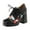Black, variant on Womens PU Shoes Chunky High Heels Lace Up Wingtip Perforated Saddle Pumps Shoes