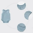 thumbnail image 6 of Nafuu Boys Romper Solid Color Crew Neck Sleeveless Playsuit Comfortable And Stylish Jumpsuits Crawling Soft For Spring Summer Adventures Baby Onesies,Blue,0-3 Months, 6 of 9