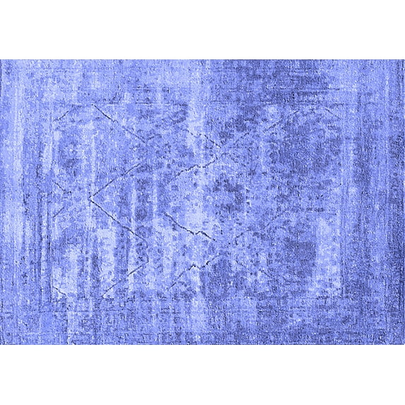 Ahgly Company Machine Washable Indoor Rectangle Oriental Blue Industrial Area Rugs, 4' x 6'