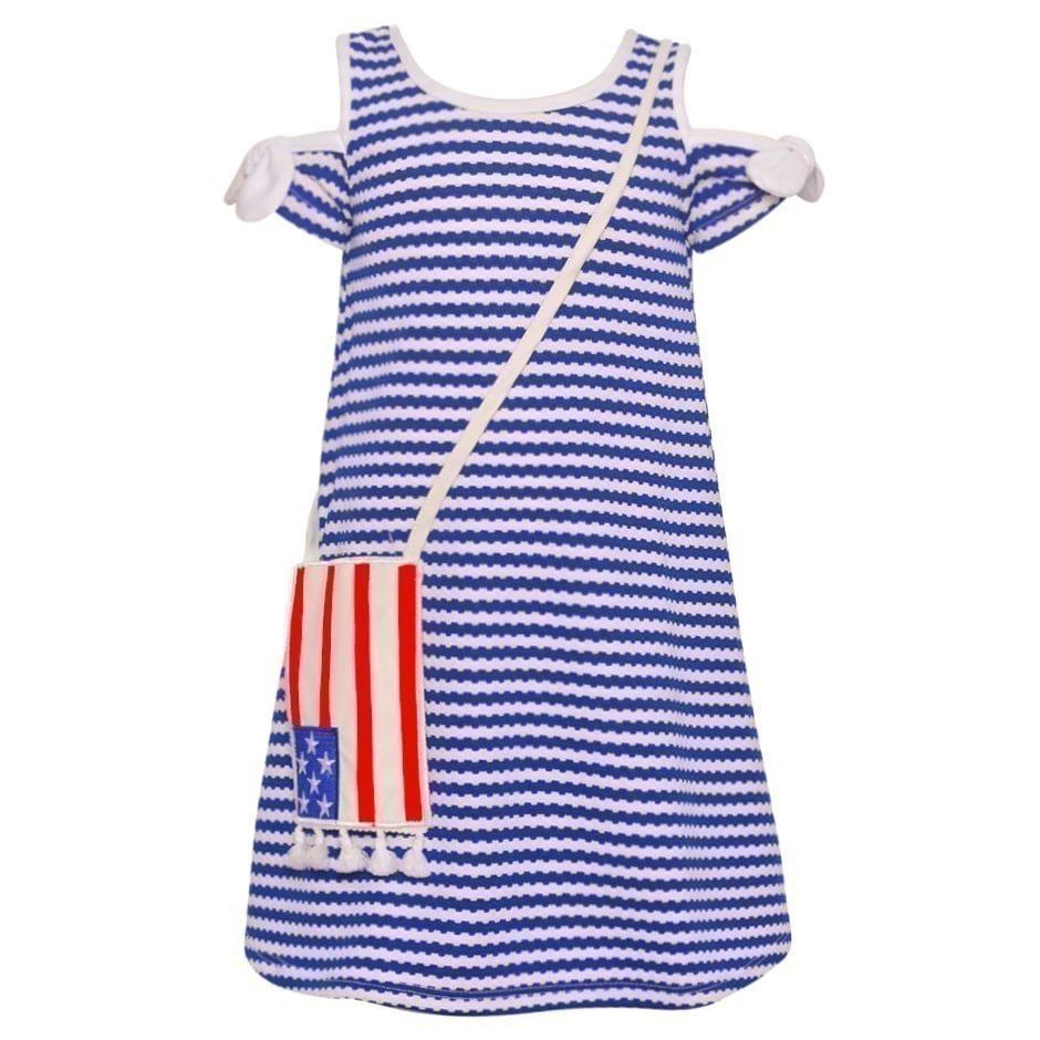 Bonnie Jean Girls Navy Floral Stripe Spring Summer Party Vacation Dress 4 5 6 