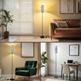 thumbnail image 3 of Floor Lamp for Living Room with 3 Color Temperature Vintage Camelia seamless pattern Spring flowers Modern LED Standing Lamp，Minimalist Tall Lamp with linen lamp shade, 3 of 5