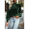 Azura Exchange - Blackish Green Mock Neck Puff Sleeve Velvet Blouse ...