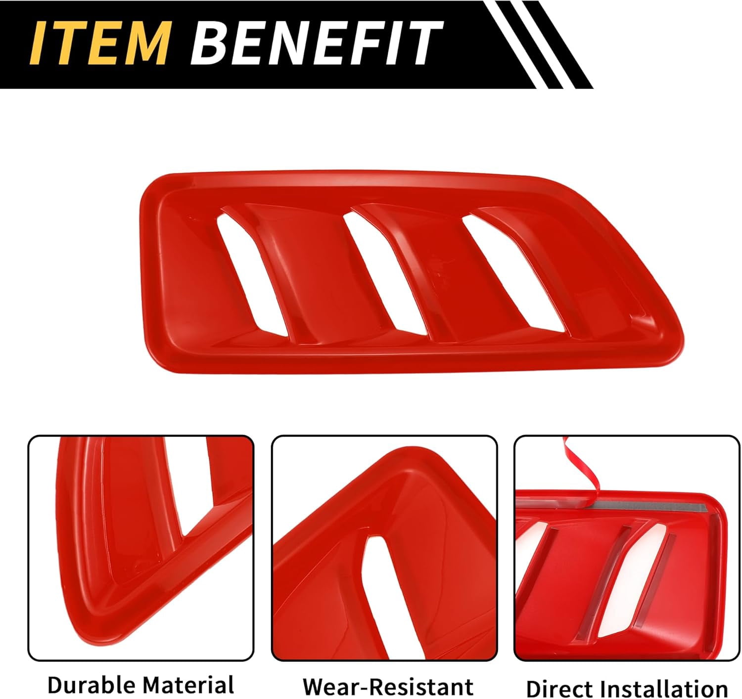 1 Pair Car Front Hood Air Outlet Vent Cover Trim for Jeep Wrangler JL JLU Gladiator 2018-2024 Hood Engine Bonnet Air Vent Outlet Cover Bezels ABS Red