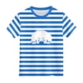thumbnail image 4 of Rotm Kids Short Sleeve Shirt Oversize Girls Short Sleeve Striped T-Shirts Kids Casual Cotton Tops Color Block Crewneck Pullover Blouse Sky Blue,2-3 Years, 4 of 4