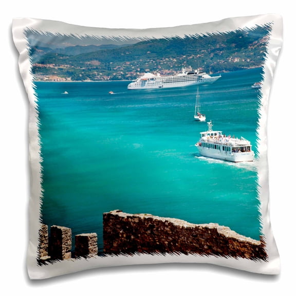 3dRose, Portovenerre Harbor Cruise Ship, La Spezia, Italy - EU16 TEG0475 - Terry Eggers, 16x16 inch Pillow Case