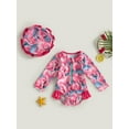 thumbnail image 3 of Jxzom Toddler Baby Girls One Piece Swimsuit Floral Zip Rash Guard Ruffled Swimwear 6M 9M 12M 18M 2T 3T Long Sleeve Bathing Suit, 3 of 8