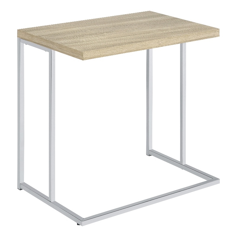 Coaster Rectangular Modern Metal Snack Table in Chrome/Natural