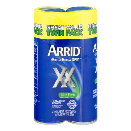 (4 count) Arrid Extra Extra Dry Aerosol Antiperspirant Deodorant, 6.0 OZ, 2 Twin