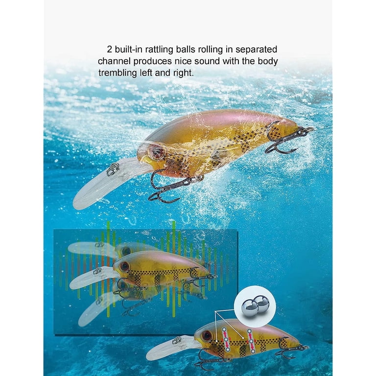 Holzlrgus Crankbait Crank Baits Lures for Bass Fishing, 10Pcs Deep Diving Crankbaits Wobbler, 3.94in Swimbait for Saltwater Freshwater