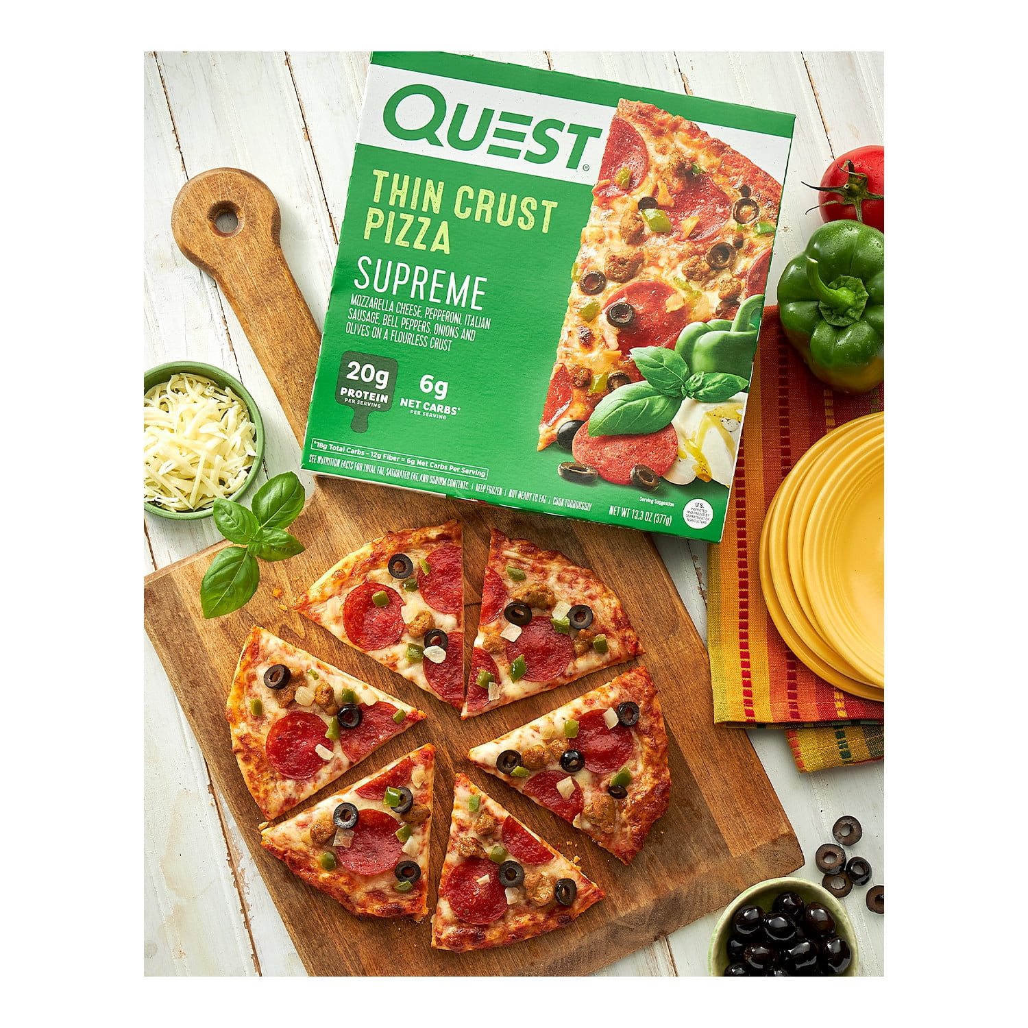 Quest Thin Crust Pizza, Supreme, High Protein 13.3oz (Frozen Pizza)
