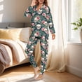 thumbnail image 3 of DISNIMO Skull Flower Printed Pajama Set for Women 2 Piece Pj Set Long Sleeve Lounge Set Casual Button Down Sleepwear Nightwear with Long Pants, Halloween Decor, 3 of 7