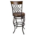 thumbnail image 5 of Kira Home Monarch I 30" Swivel Bar Stool, Brown Leatherette Seat Cushion, Scroll Backrest, Real Wood Accent, Old Steel, 5 of 7