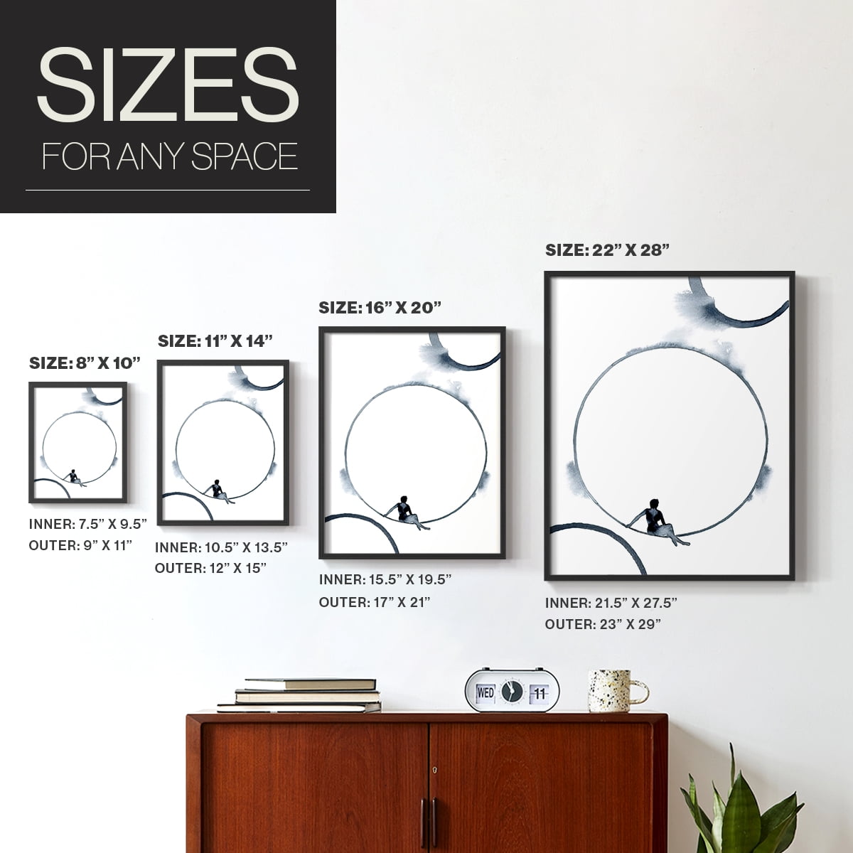 Woman in the Moon II Framed Print - Solid Wood in Single Picture Frame Solid Wood 2 Framed Print