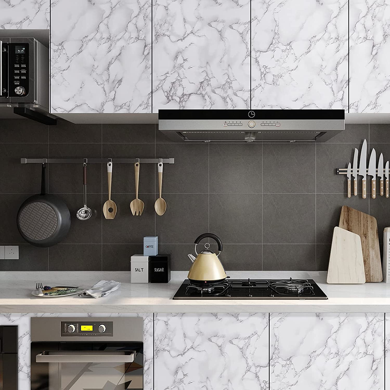 DAZLUTE White Grey, Marble Peel and Stick Wallpaper 24" x 394"