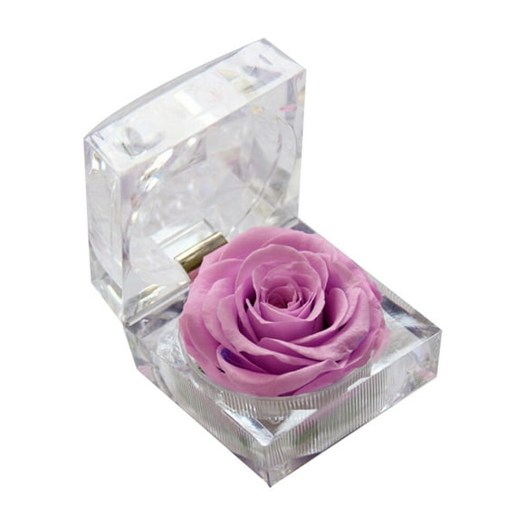 1 pieza de flor preservada, rosa de la eternidad, rosa nunca marchita, regalo para el cumpleaños y aniversario del día de San Valentín con caja de regalo con cajón (morado claro)