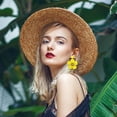 thumbnail image 2 of Rattan Earrings for Women Statement Boho Raffia Straw Wrapped Flower Drop Dangle Earrings Summer Tropical Beach Jewelry, 2 of 7
