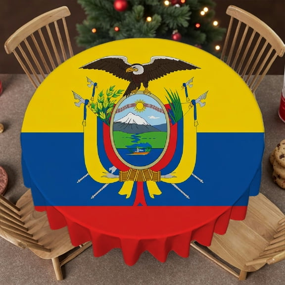 RKSupls 60 Inch Round Tablecloth - ecuador flag Print, Polyester Tablecloths Kitchen Accessories Stain Resistant & Washable Decor, Wedding, Party, Holiday, Home Dining