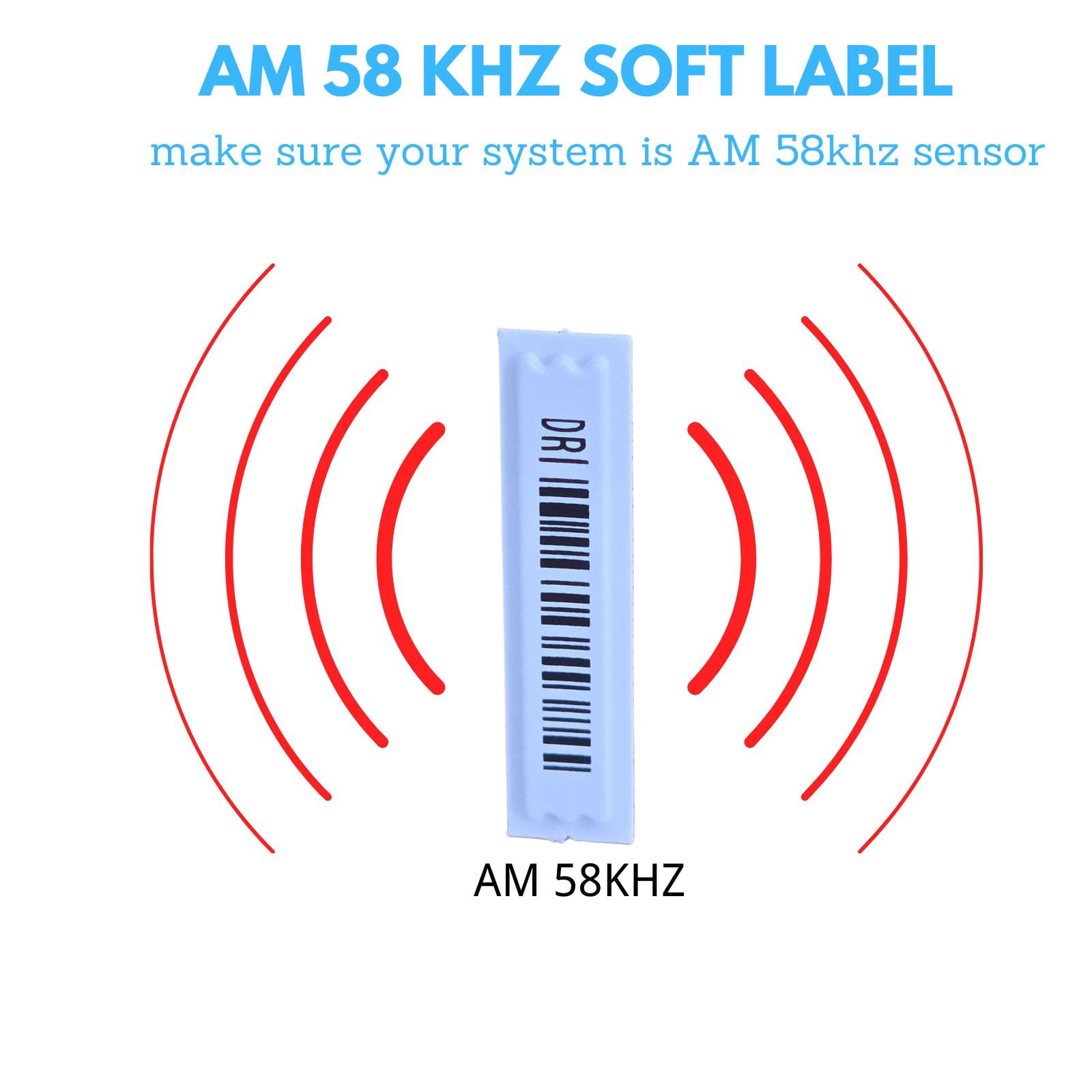 AM 58kHz Security Tags with Barcode 5000 Pcs Security Labels Compatible with 58kHz EAS System Retail Anti-Theft Equipment