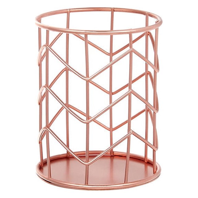 Portalápices de metal de estilo nórdico, cesta de almacenamiento de oficina, cubo de almacenamiento de pinceles de maquillaje, caja de bolígrafos multifuncional