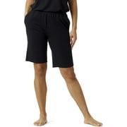 HUE Women’s Plus Solid French Terry Lounge Separates Bermuda Short, Black, 3X