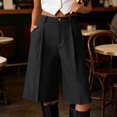 thumbnail image 2 of ManxiVoo Womens High Waist Pleated Shorts Loose Fit with Pockets Straight Casual Work Bottoms, 2 of 6
