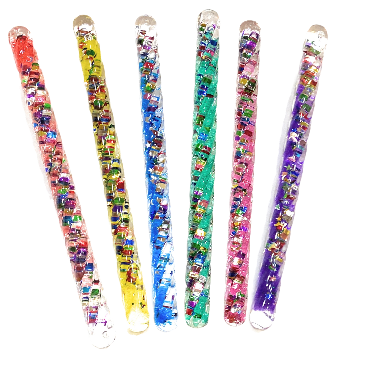 Mini Spiral Glitter Teeny Wands (6.5 Inches) Complete Gift Set Bundle