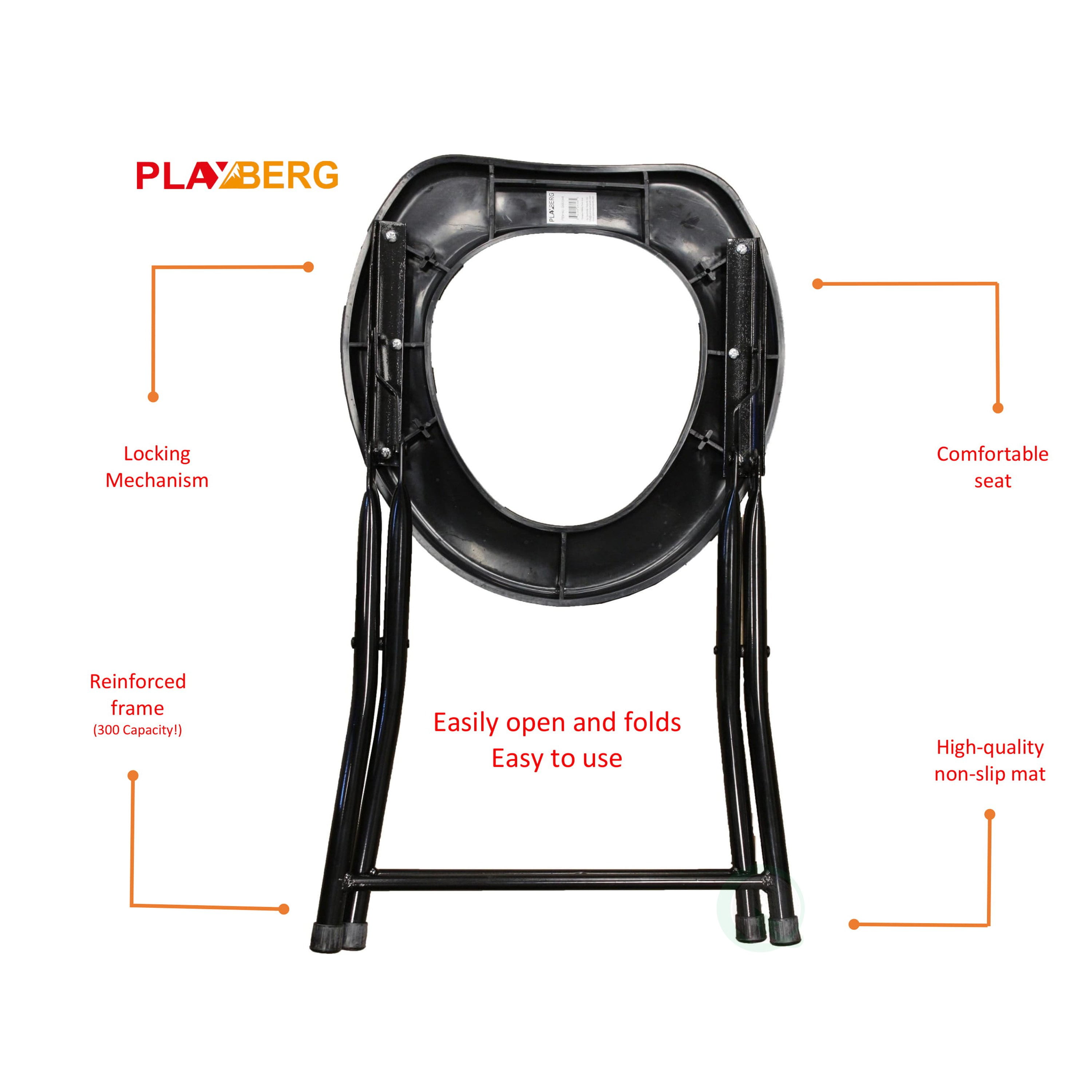 Playberg folding portable toilet 2025 seat for camping and hiking