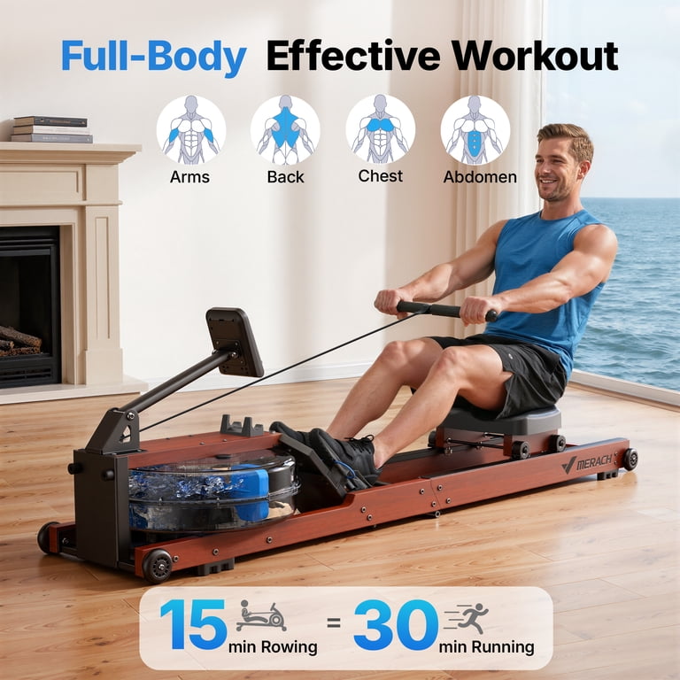 MERACH Water Rowing Machine, 400 Lb Capacity, Foldable photo 4