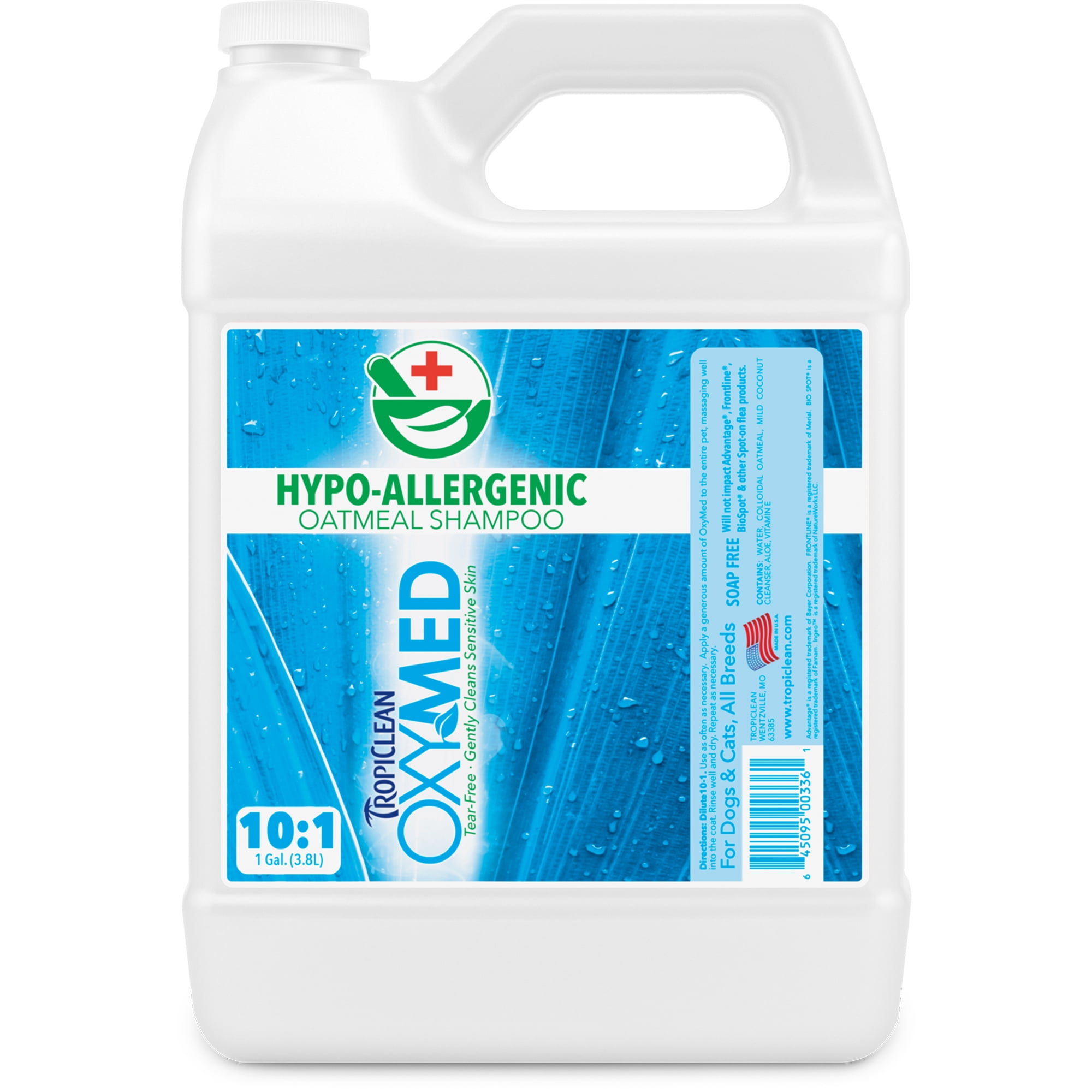 TropiClean OxyMed Hypoallergenic Shampoo for Pets, 1 gal Made in USA
