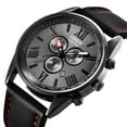 Mustacti Men's Leather Band Sports Date Analog Alloy Quartz Watch