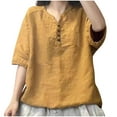 thumbnail image 1 of Timegard Hauts d'Été pour Femmes Col Montant Boutons Ample Léger Décontracté Manches Courtes Blouse, 1 of 6